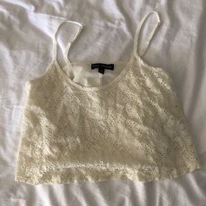 Cream lace crop top